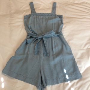 Chambray romper with pockets!—TALL SIZE!